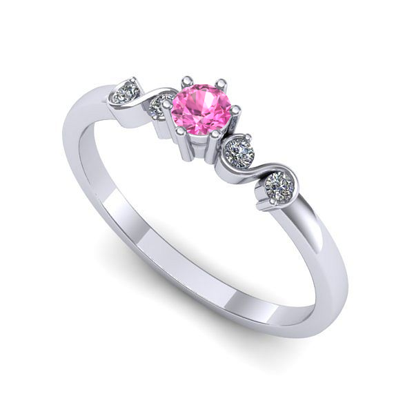 Inel din aur alb cu safir roz