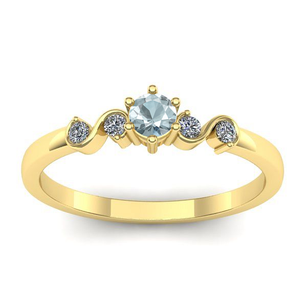 Inel de logodna cu aquamarin rotund
