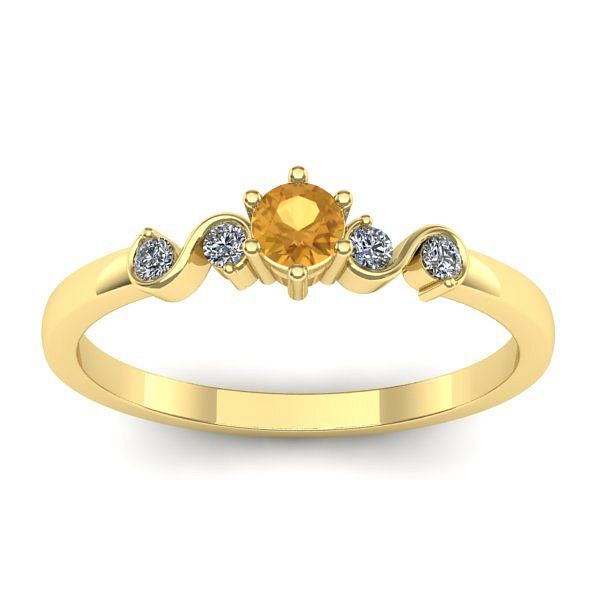 Inel cu citrin rotund