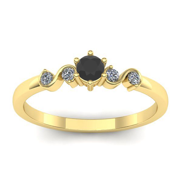 Inel cu diamant negru rotund