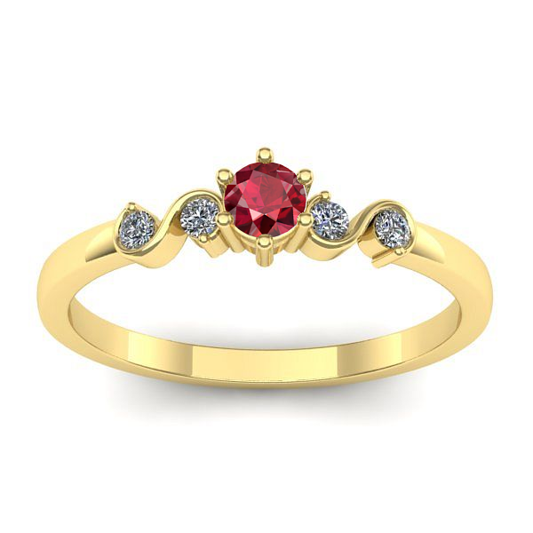 Inel logodna cu rubin rotund