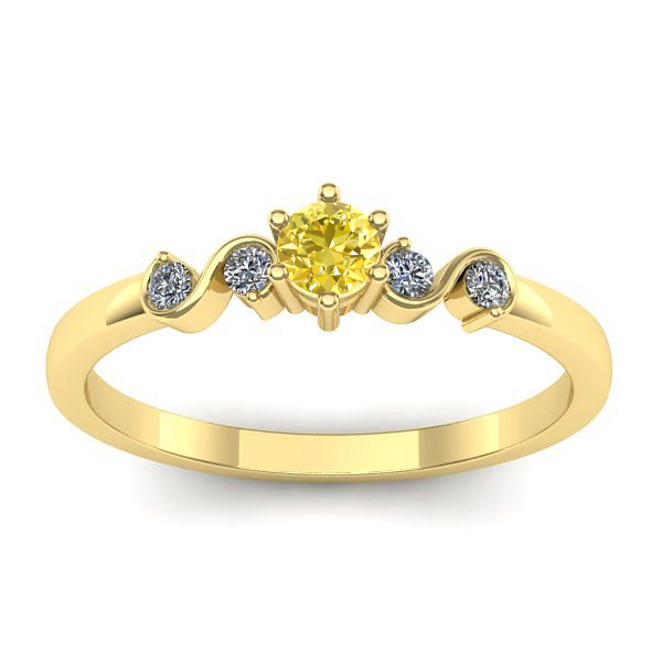 Inel logodna cu safir galben rotund