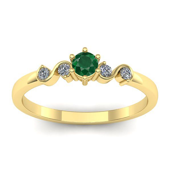 Inel logodna cu smarald rotund