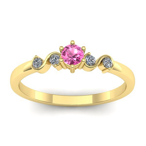 Inel de logodna cu safir roz rotund