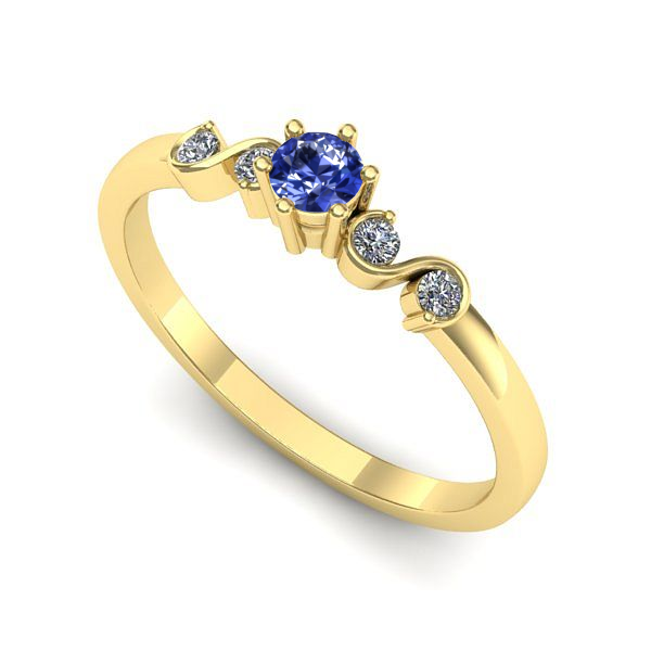Inel de logodna din aur galben cu tanzanit