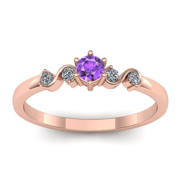 Inel logodna cu ametist rotund