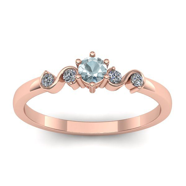 Inel cu aquamarin rotund