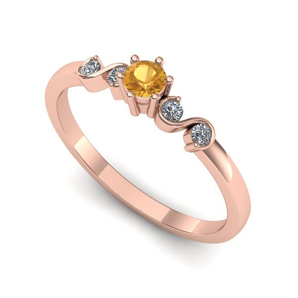 Inel din aur roz cu citrin
