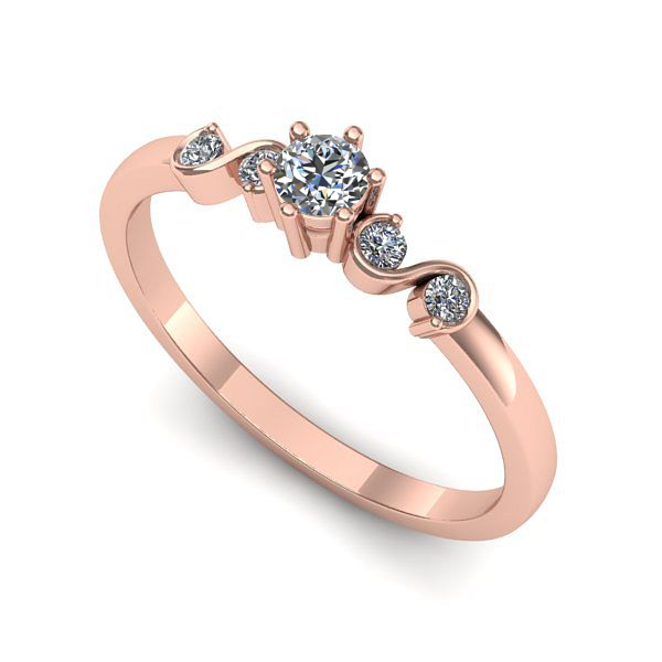 Inel din aur roz cu diamant