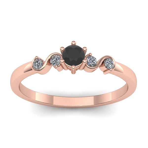 Inel cu diamant negru rotund