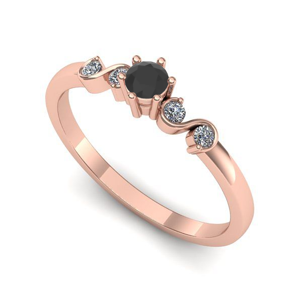 Inel logodna din aur roz cu diamant negru