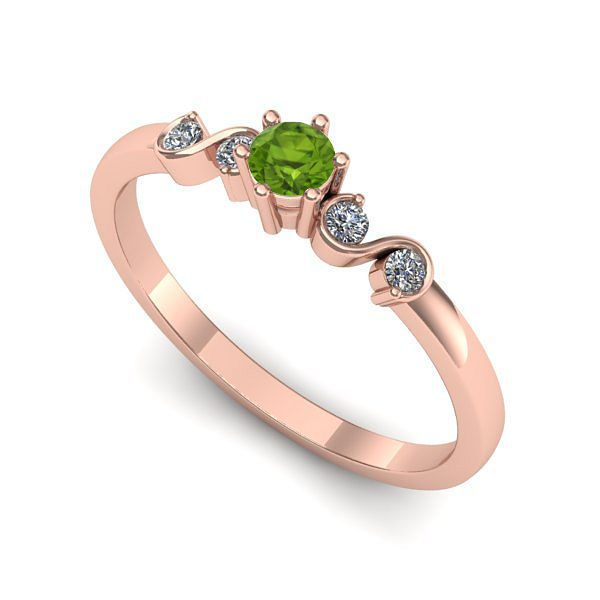 Inel logodna din aur roz cu peridot