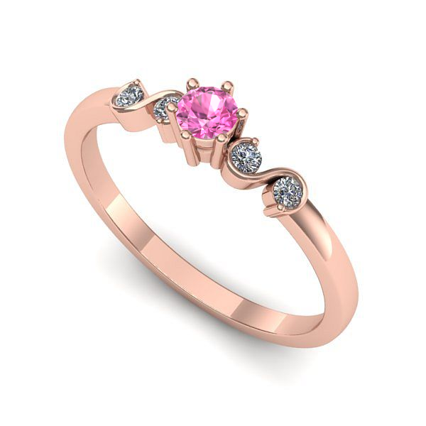 Inel din aur roz cu safir roz