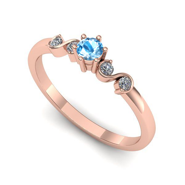 Inel din aur roz cu topaz blue