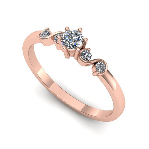 Inel logodna din aur roz cu diamant