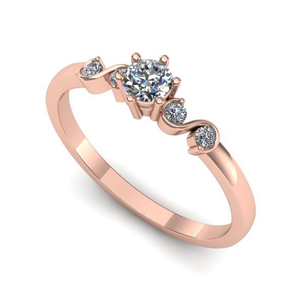 Inel de logodna din aur roz cu diamant