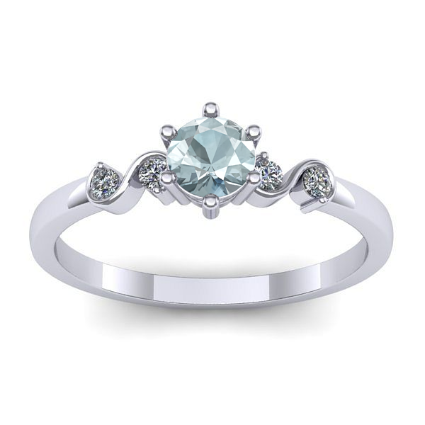 Inel cu aquamarin rotund