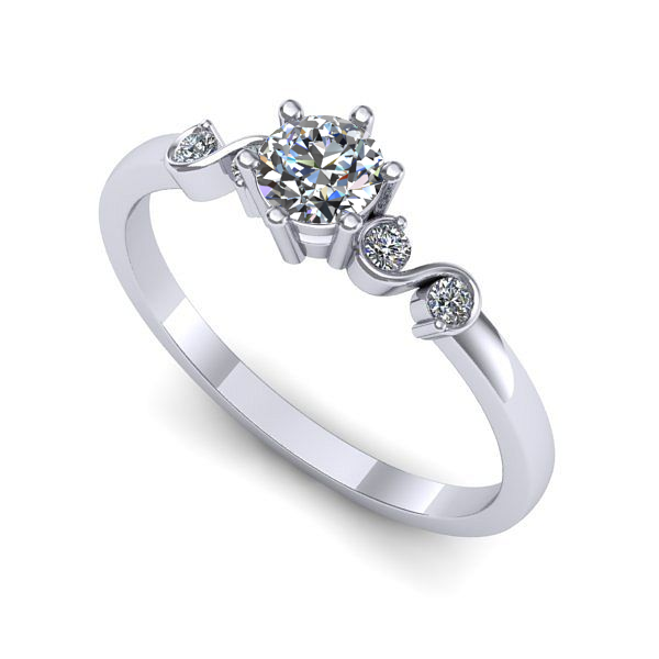 Inel logodna din aur alb cu diamant