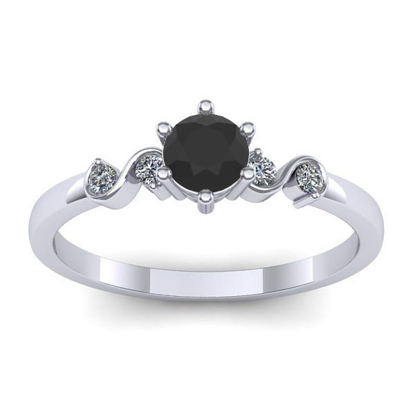 Inel de logodna cu diamant negru rotund