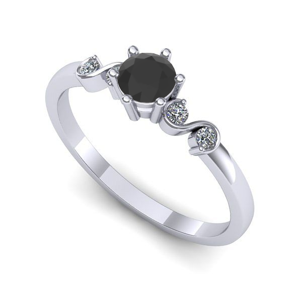 Inel din aur alb cu diamant negru