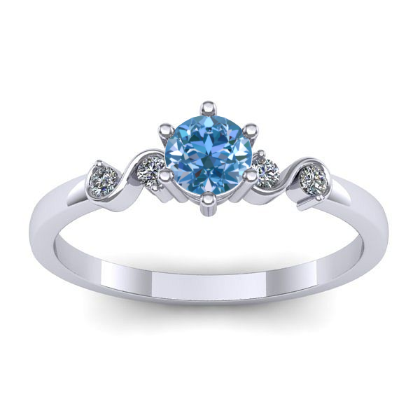 Inel logodna cu diamant de laborator albastru rotund