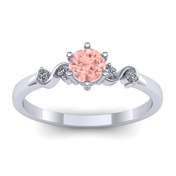 Inel cu diamant de laborator roz rotund