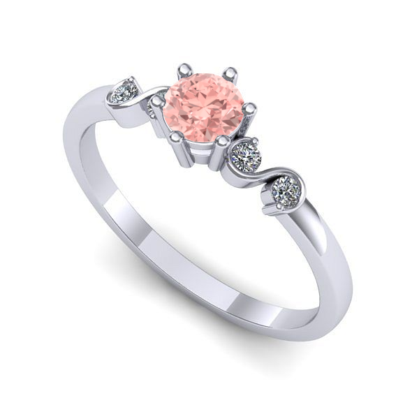 Inel logodna din aur alb cu diamant de laborator roz