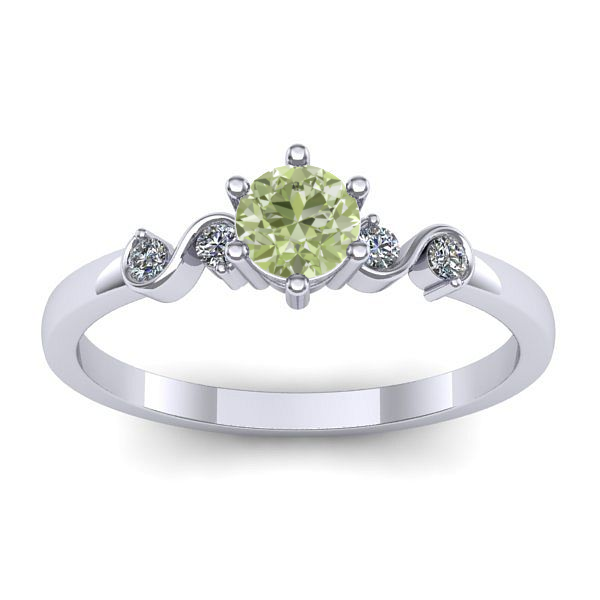 Inel cu diamant de laborator verde rotund