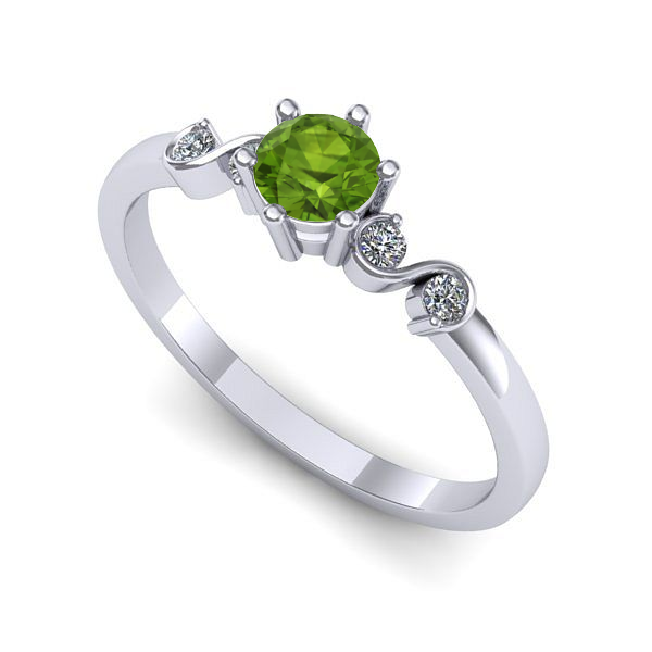 Inel de logodna din aur alb cu peridot