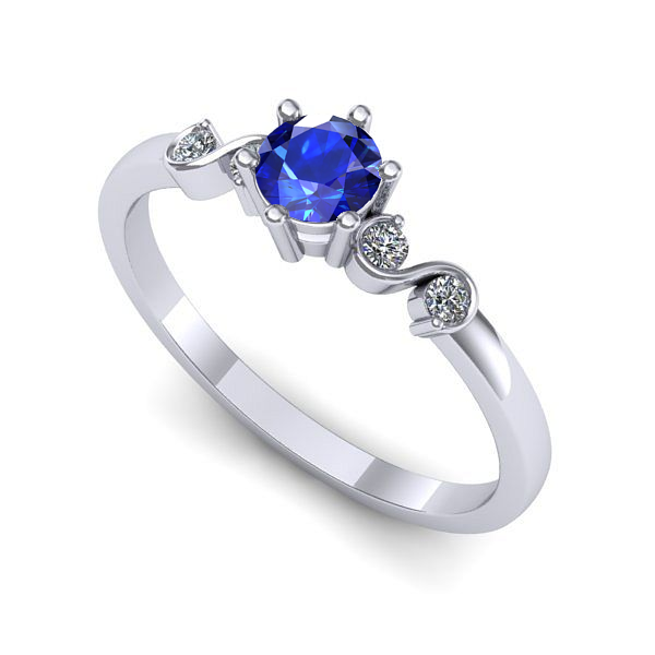 Inel de logodna din aur alb cu safir