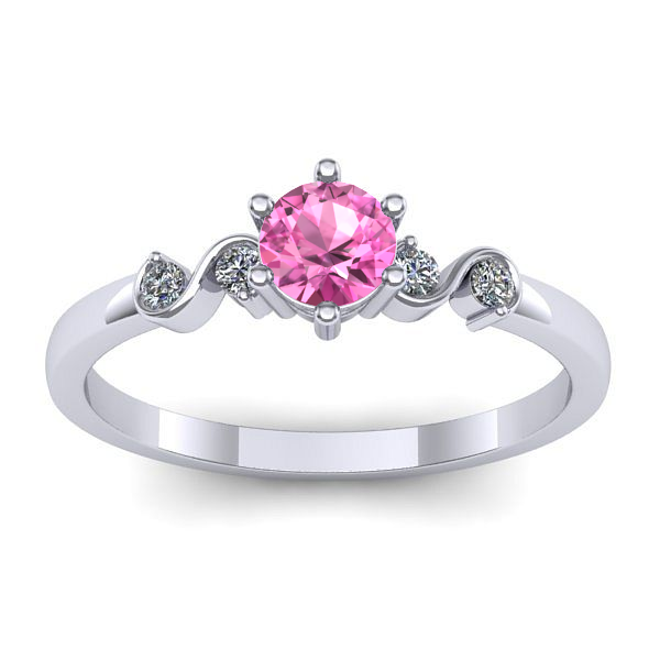 Inel de logodna cu safir roz rotund