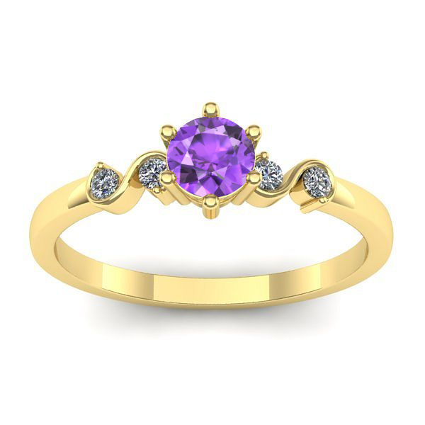Inel de logodna cu ametist rotund