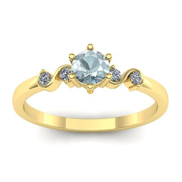 Inel cu aquamarin rotund