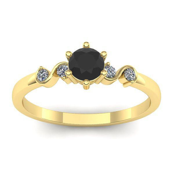 Inel cu diamant negru rotund