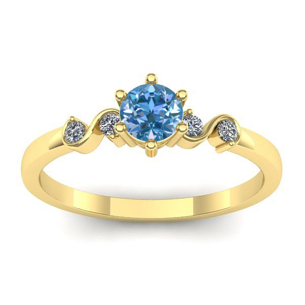 Inel logodna cu diamant de laborator albastru rotund