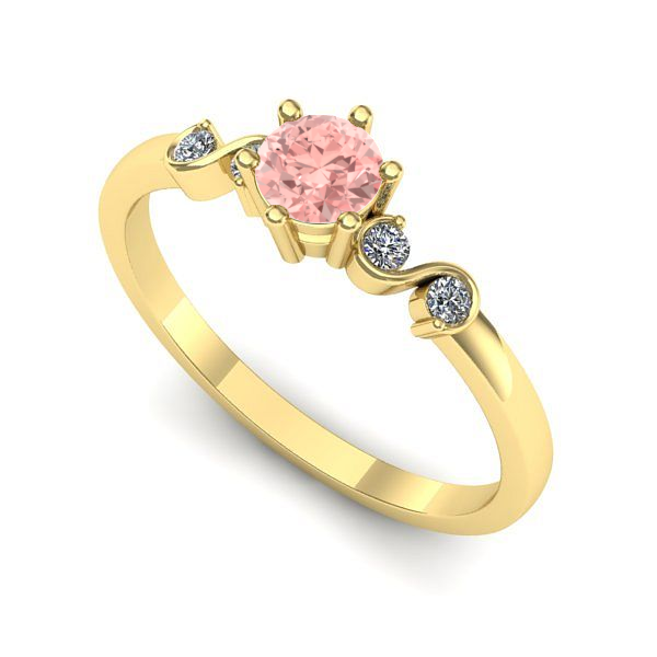 Inel din aur galben cu diamant de laborator roz