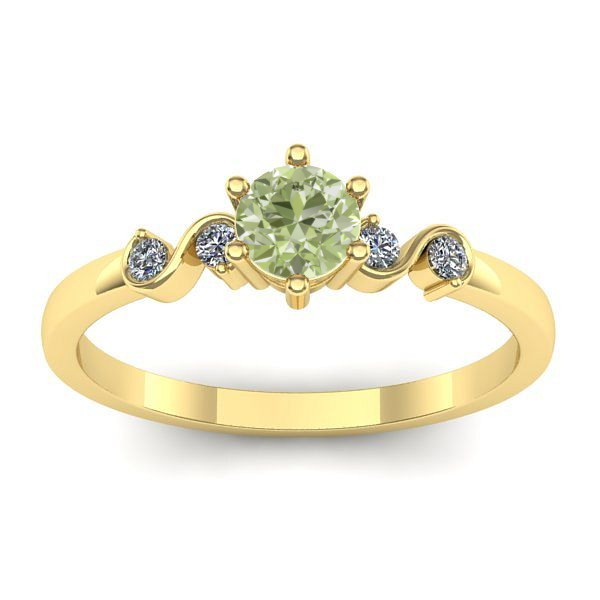 Inel de logodna cu diamant de laborator verde rotund