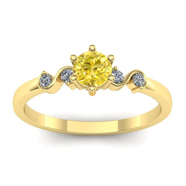 Inel cu safir galben rotund