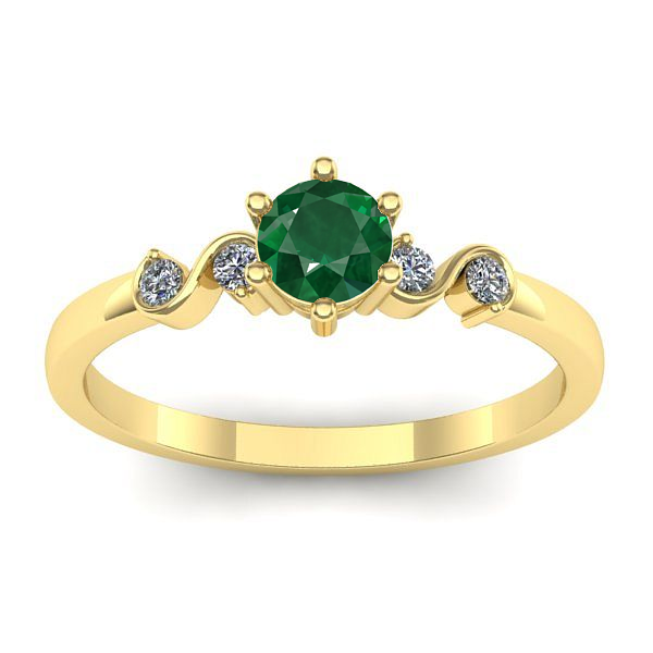 Inel logodna cu smarald rotund