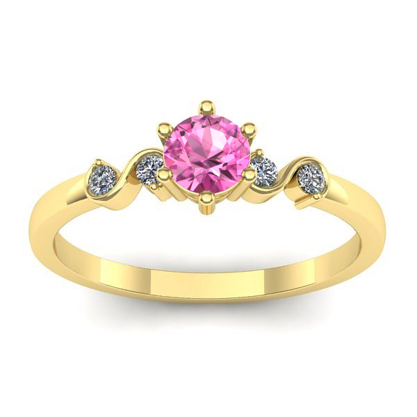 Inel cu safir roz rotund