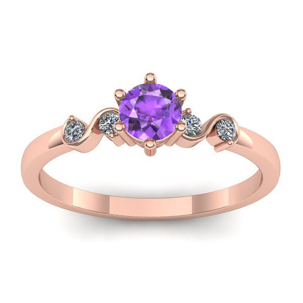 Inel logodna cu ametist rotund