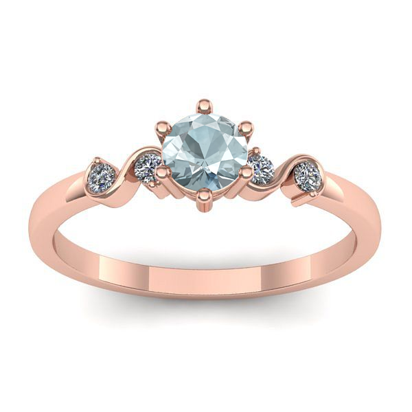 Inel logodna cu aquamarin rotund