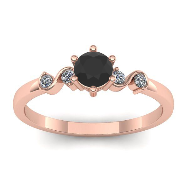Inel de logodna cu diamant negru rotund