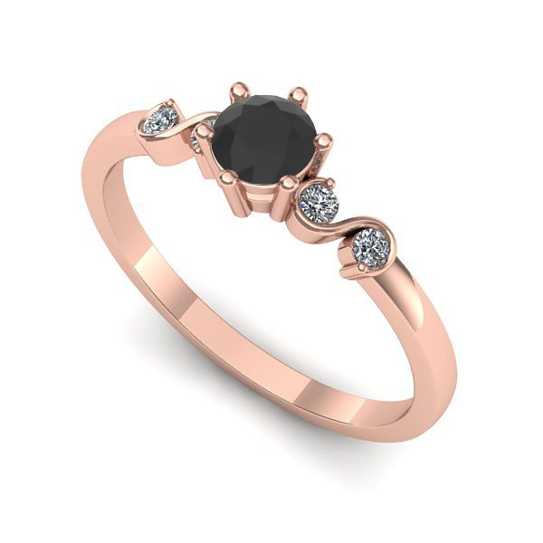 Inel de logodna din aur roz cu diamant negru