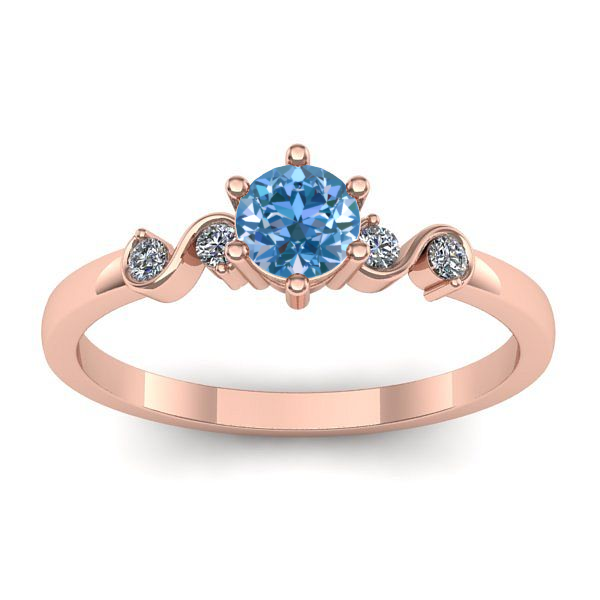 Inel cu diamant de laborator albastru rotund