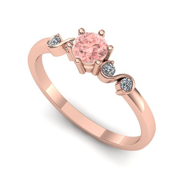 Inel din aur roz cu diamant de laborator roz