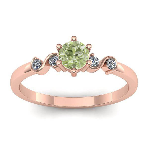 Inel cu diamant de laborator verde rotund