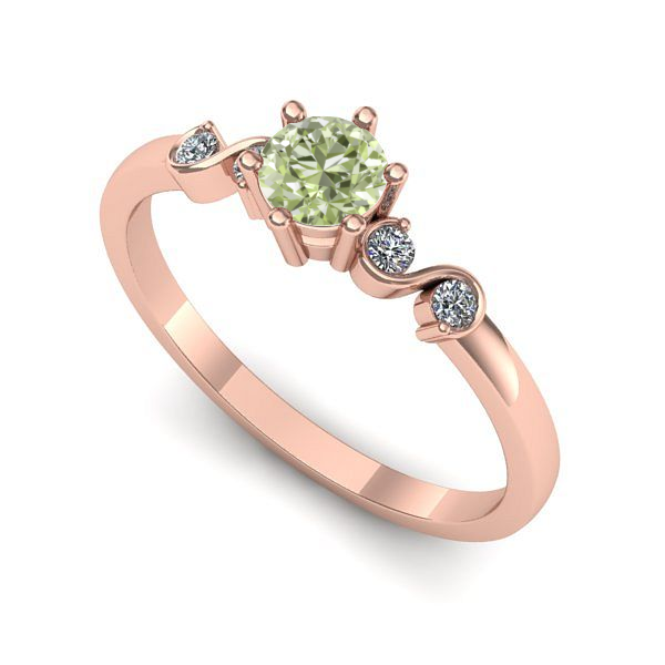 Inel din aur roz cu diamant de laborator verde