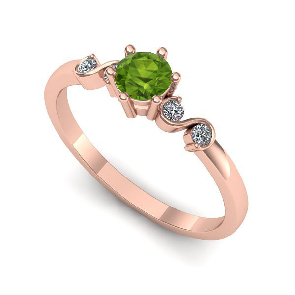 Inel din aur roz cu peridot