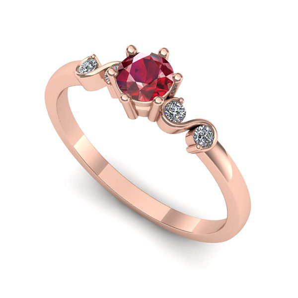 Inel din aur roz cu rubin